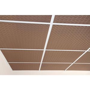 Diamond Plate Faux Bronze 2 ft. x 2 ft. Lay-in or Glue-up Ceiling Panel (Case of 6)