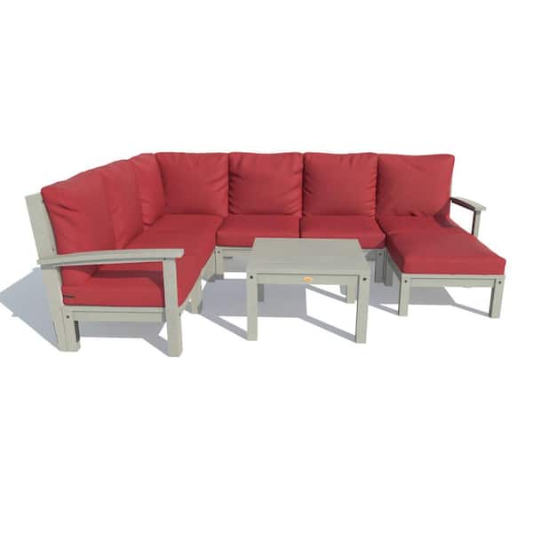 Highwood Bespoke Deep Seating 8-Piece Plastic Outdoor Sectional Set and Side Table with Cushions