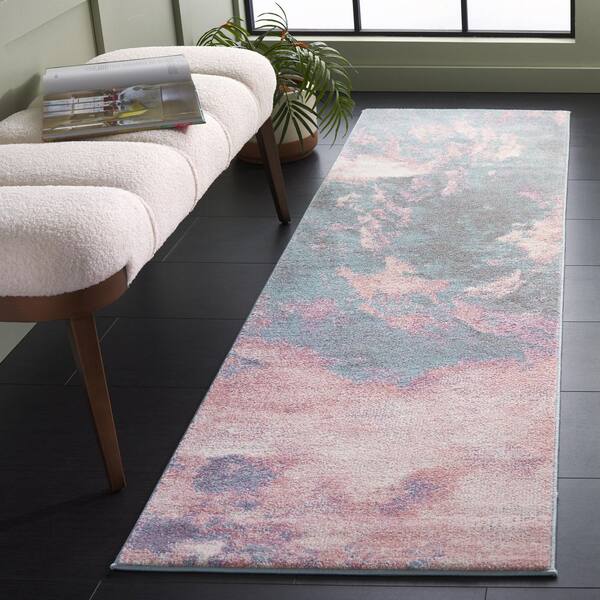 Glacier 2 ft. x 10 ft. Pink/Blue Abstract Runner Rug