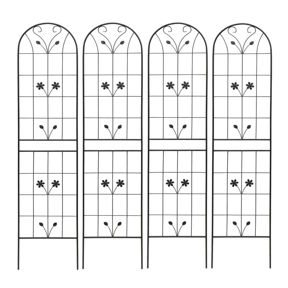 4-Pack 86.7 in. x 19.7 in. Outdoor Metal Garden Trellis Rustproof Trellis for Climbing Plants Flower Support Black price history on PriceWatchPro