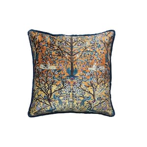 Multicolor Global Tapestry Print Polyester 20 in. x 20 in. Throw Pillow with Fringe