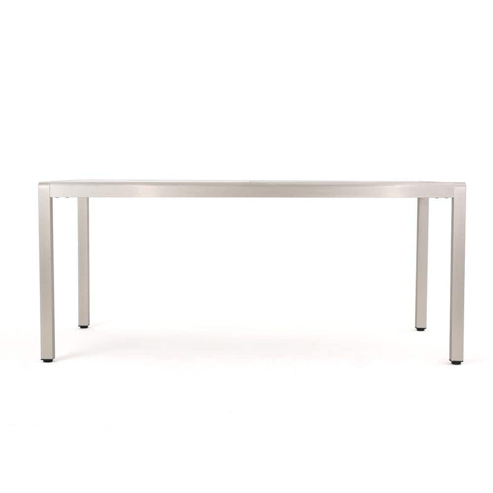 Sleek Aluminum and Opaque Glass Modern Outdoor Dining Table