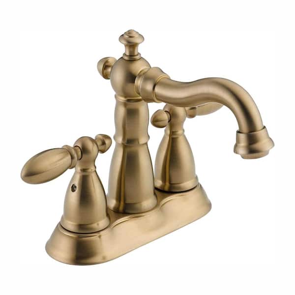 Delta Victorian 4 in. Centerset 2-Handle Bathroom Faucet with Metal Drain Assembly in Champagne Bronze