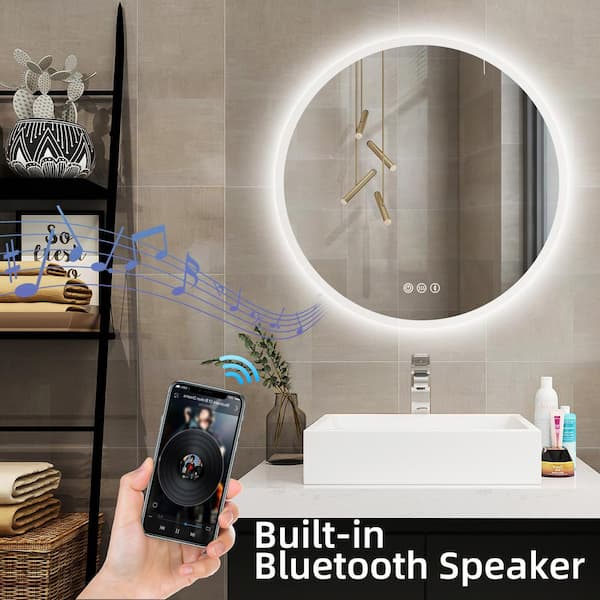 KINWELL 32 in. W x 32 in. H Frameless Round LED Light Bathroom