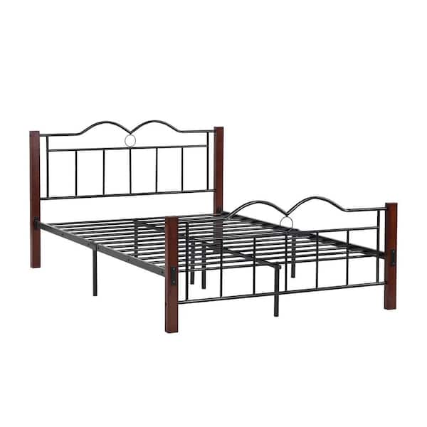 Metal Platform Bed With Wooden Pg, How To Build A Wooden Bed Frame Home Depot