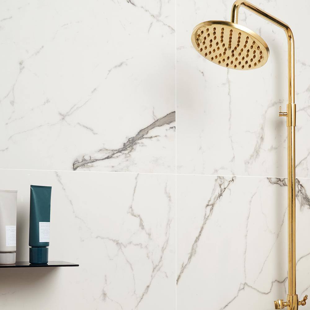 Enigma 24'' x 24'' Matte White Marble Look Porcelain Tile