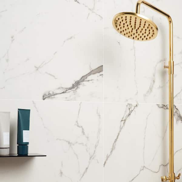 Saroshi Statuario Venato 23.62 in. x 23.62 in. Matte Marble Look Porcelain Floor and Wall Tile (15.5 sq. ft./Case)