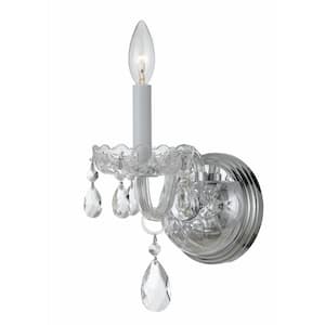 Traditional Crystal 5 in. 1-Light Polished Chrome Wall Sconce
