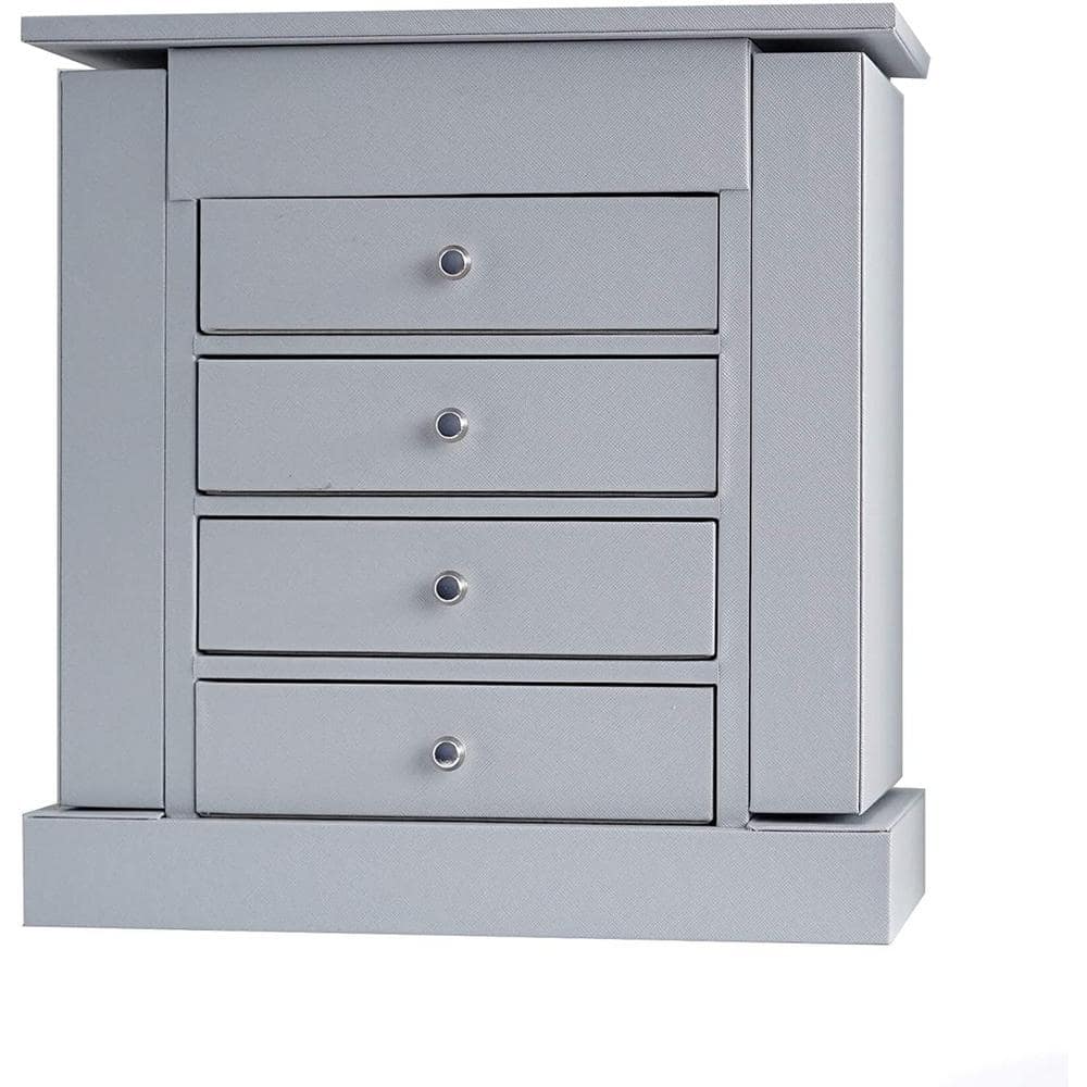HIVES HONEY Layla Grey Jewelry Chest 12.5 in. H x 12 in. W x 7 in. D with 4-Drawers 8008-465 - The Home Depot