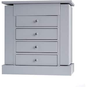 Layla Grey Jewelry Chest 12.5 in. H x 12 in. W x 7 in. D with 4-Drawers