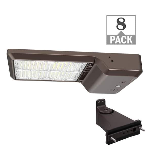 ETI LIGHTING 400-Watt Equivalent Integrated LED Bronze Area Light Straight Arm Kit TYPE 5 Adjustable Lumens CCT (8-Pack)