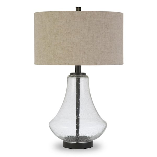 HomeRoots 23 in. Flax Coastal Integrated LED Bedside Table Lamp with Flax Fabric Shade