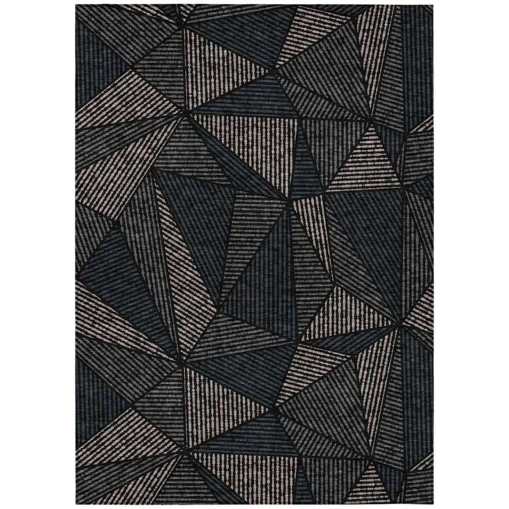 Black, Charcoal, Gray 10 ft. x 14 ft. Woven Geometric Polyester Rectangle Indoor/Outdoor Area Rug price history on PriceWatchPro