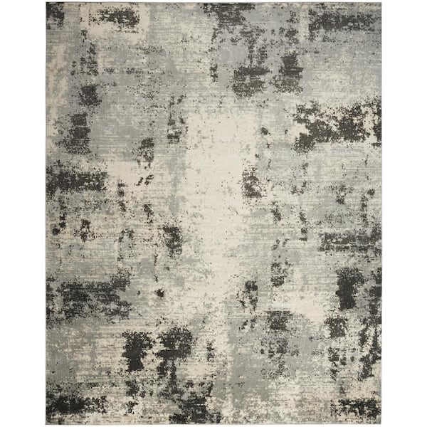 Nourison Serenity Home Ivory Grey 5 ft. x 7 ft. Abstract Contemporary Area Rug