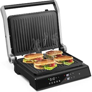 Electric Panini Press Grill 1200-Watt Sandwich Maker with Independent Temperature Control and Removable Drip Tray