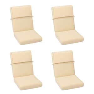 20.5 in. x 20.5 in. Outdoor High Back Chair Cushion with Adjustable Buckles and Ties in Beige (4-Pack)