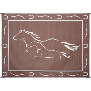 8 ft. x 11 ft. Brown/White Galloping Horses Reversible Mat
