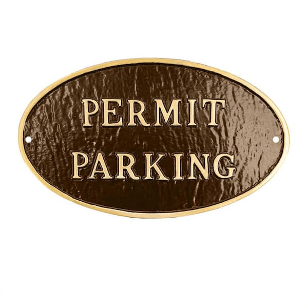 8.5 in. x 13 in. Standard Oval Permit Parking Statement Plaque Sign - Oil Rubbed/Gold