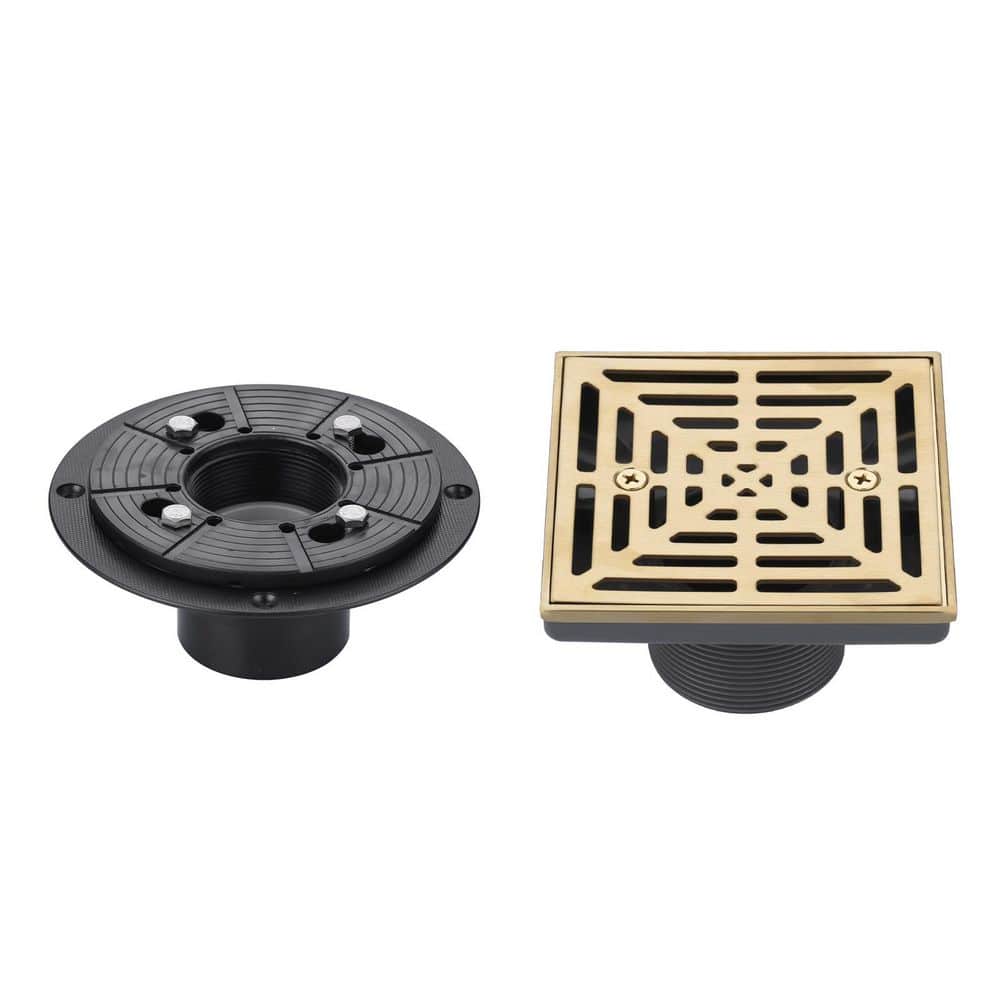 4.5 in. Brushed Gold Stainless Steel Square Shower Drain With Screw-Tite Strainer price history on PriceWatchPro