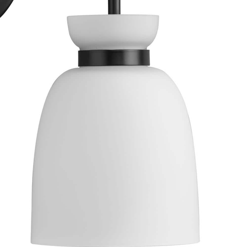 Lexie Matte Black 4-Light Vanity Fixture with Opal Glass Shades