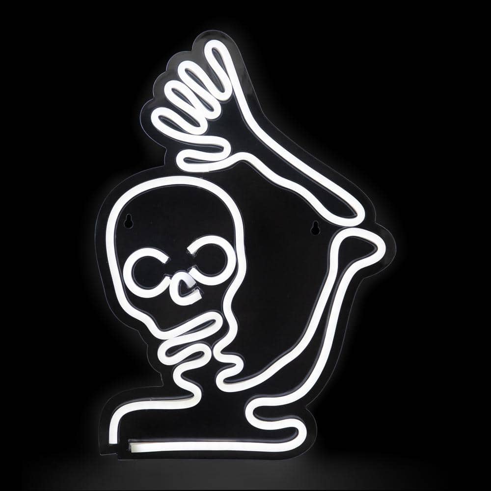 Northlight 15 in. White LED Lighted Neon Style Skeleton Halloween Window Silhouette 35252116