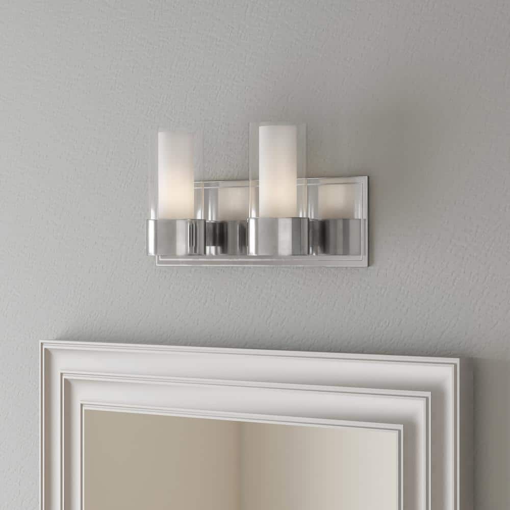 Polished Chrome 2-Light Glass Shade Bath Vanity