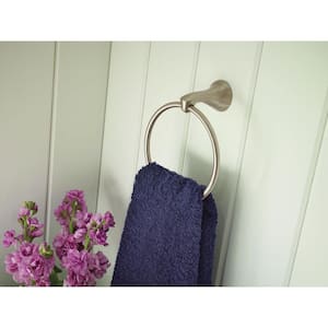 Darcy Towel Ring with Press and Mark in Brushed Nickel