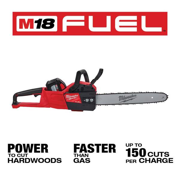 Milwaukee M18 Fuel 16 in. 18-Volt Lithium-Ion Battery Brushless Cordless Chainsaw Kit with Two High Output 12.0Ah Batteries