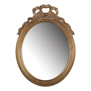 18.5 in. W x 26 in. H Gold Ornate Polyresin Floral Crest Wall Accent Mirror
