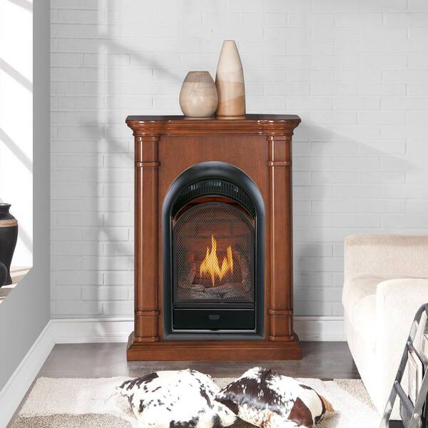 Duluth Forge Dual Fuel Ventless Gas Fireplace With Mantel 15 000 Btu T Stat Apple Spice Finish 170041 The Home Depot Duluth Forge Dual Fuel, Ventless Gas Fireplace Home Depot