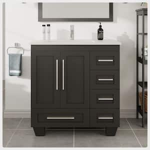 Loon 30 in. W. x 22 in. D x 34 in. H Bathroom Vanity in Espresso with White Carrara Quartz Top and White Undermount Sink