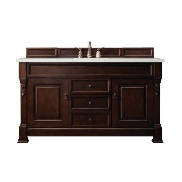 James Martin Vanities Brookfield 60.0 in. W x 23.5 in. D x 34.3 in. H Bathroom Vanity in Burnished Mahogany with Lime Delight Top