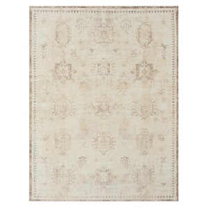 Melody Beige/Ivory 5 ft. 3 in. x 7 ft. Contemporary Power-Loomed Border Rectangle Area Rug