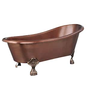 Heisenberg 5.5 ft. Handmade Pure Solid Copper Freestanding Claw Foot Tub in 14-Gauge Antique Copper