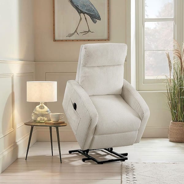 Lazzara Gutrie Beige Corduroy Power Lift Recliner 9588BEG-1LT