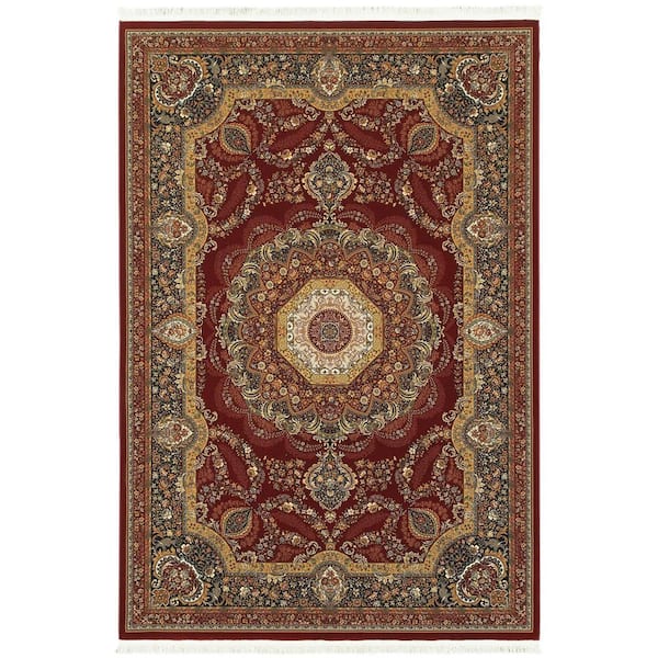 HomeRoots 10 ft. x 13 ft. Rust, Beige Oriental Washable Area Rug ...