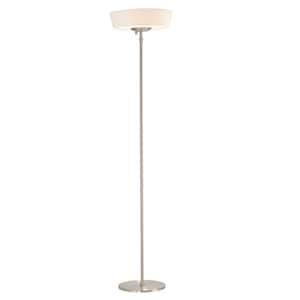 Harper 71 in. Satin Steel Floor Lamp with White Shade