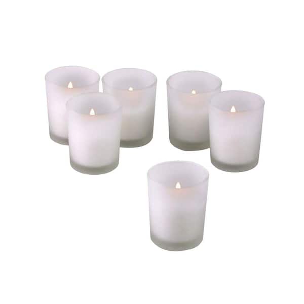 Light In The Dark White Frosted Glass Round Votive Candle Holders with White Votive Candles (Set of 72)
