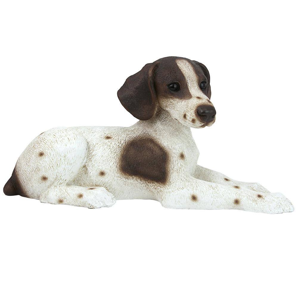 7 in. H Brown and White Pointer Puppy Dog Garden Statue