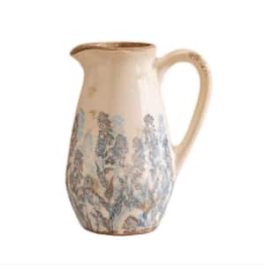 8 in. Vintage Chinoiserie Blue White Ceramic Antique Decorative