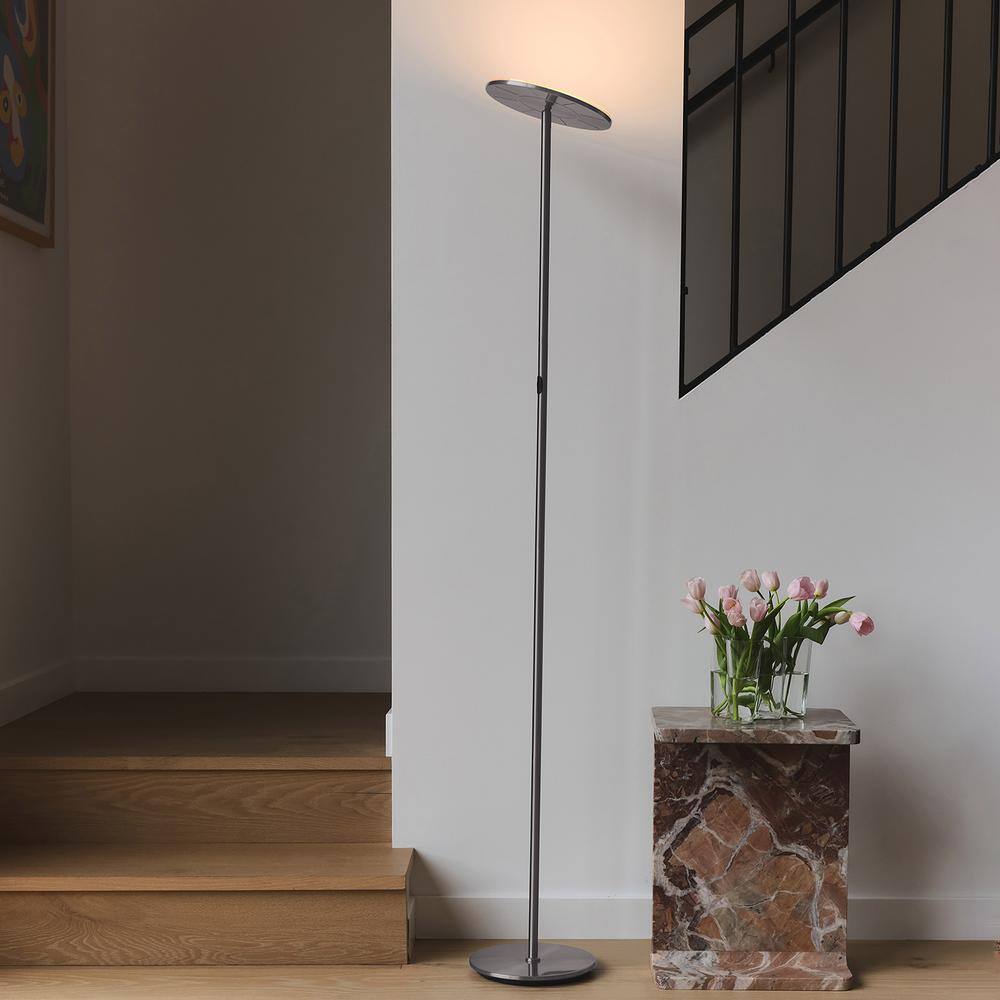 Brushed Nickel 67" LED Torchiere Floor Lamp with Voice Control