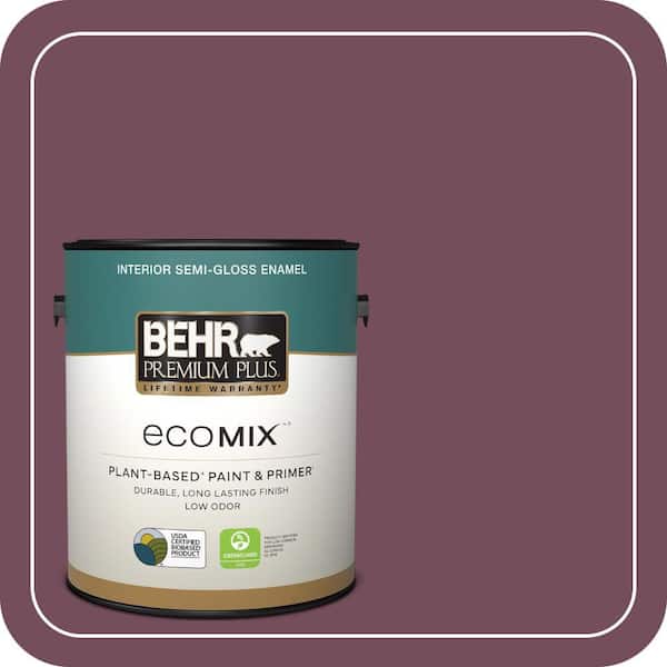 1 gal. #S120-7 Fine Wine Semi-Gloss Enamel EcoMix Plant-Based Interior Paint & Primer