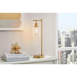 Regan 20 in. Brushed Gold Table Lamp with Clear Glass Shade