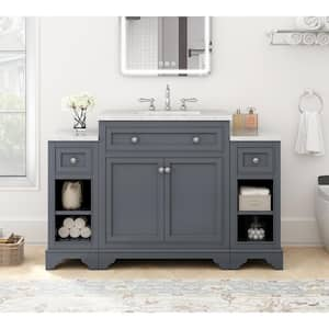 Mornington 54 in. W x 21 in. D x 38 in. H Single Bath Vanity in Gray with Marble Vanity Top in White with White Sink