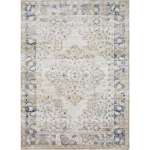 Kehleigh Zayari Blue 7 ft. 10 in. x 9 ft. 10 in. Oriental Polypropylene Indoor Area Rug