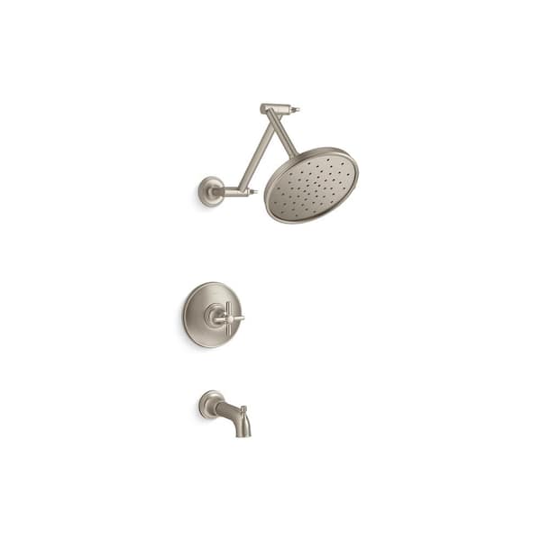 KOHLER Paces Single Handle 3-Spray Tub and Shower Faucet 1.75 GPM in Vibrant Brushed Nickel (Valve Included)