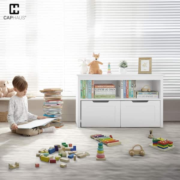 CAPHAUS Gray Wood Kids Storage Cabinet with Wheeled Drawers FKDR