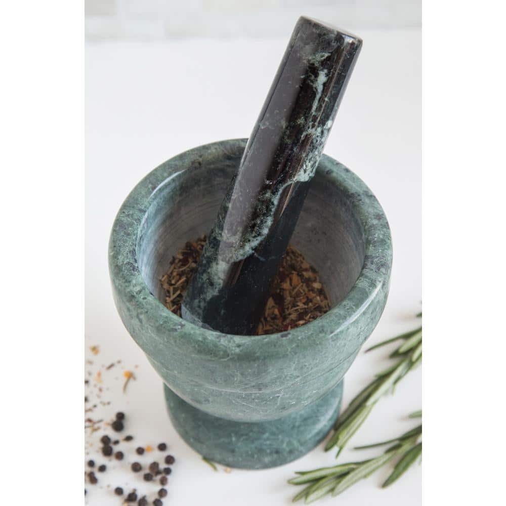Green Marble 4-Inch Mortar and Pestle Set