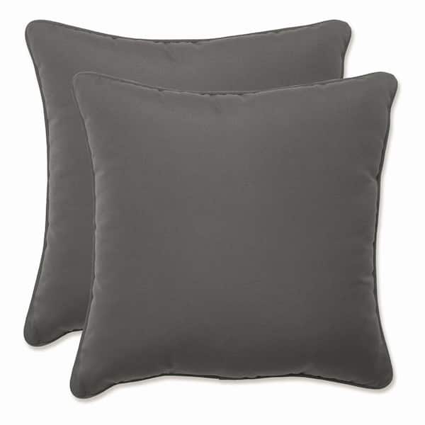 Pillow Perfect Solid Grey Square Outdoor Square Throw Pillow 2-Pack