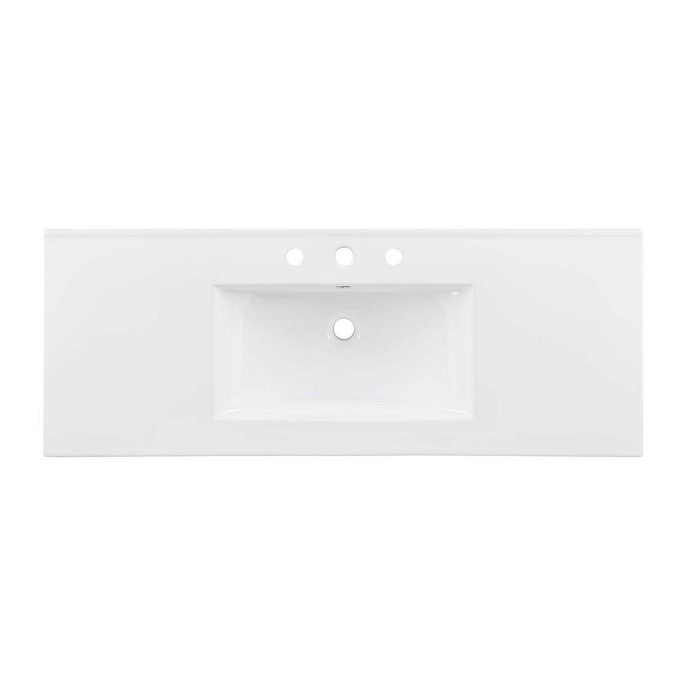 Cayman 48" White Ceramic Single Basin Bathroom Sink